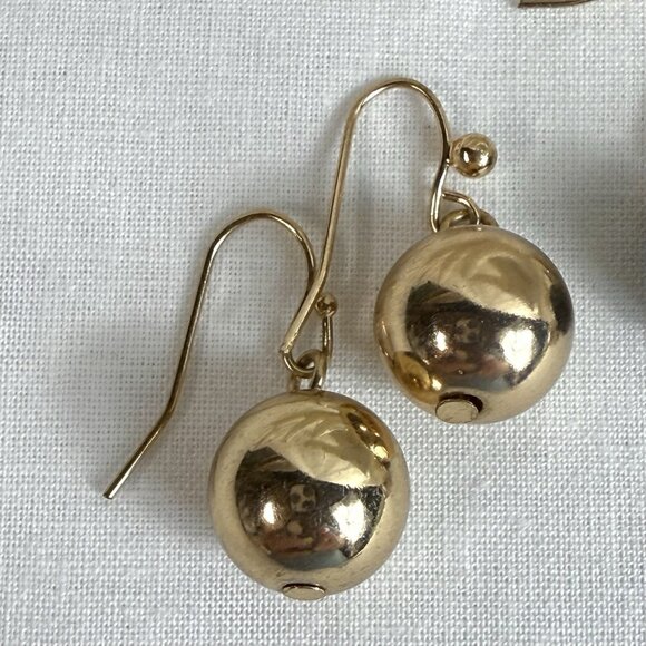 Gold Tone Dangle Earrings Lot Faux Pearl Black Bead - Picture 3 of 7